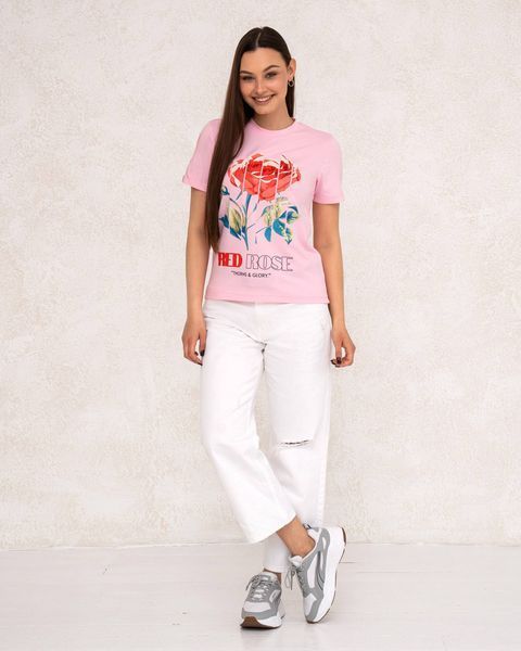Жіноча футболка RED ROSE рожевий S W-RED ROSE-001 фото